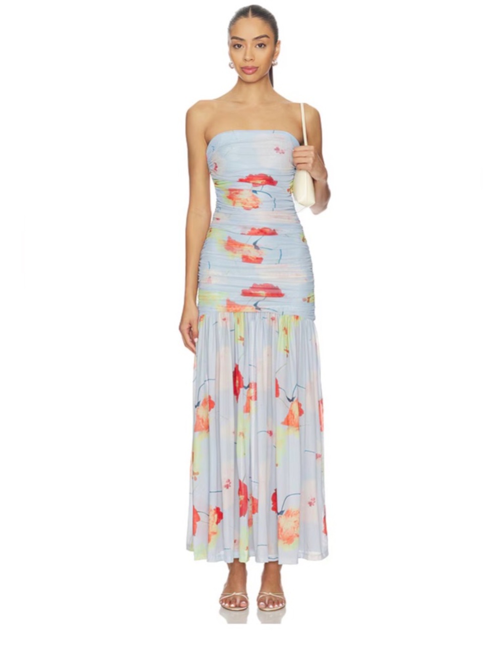 Revolve Bardot Solana Floral Printed Mesh Maxi Dress NWT